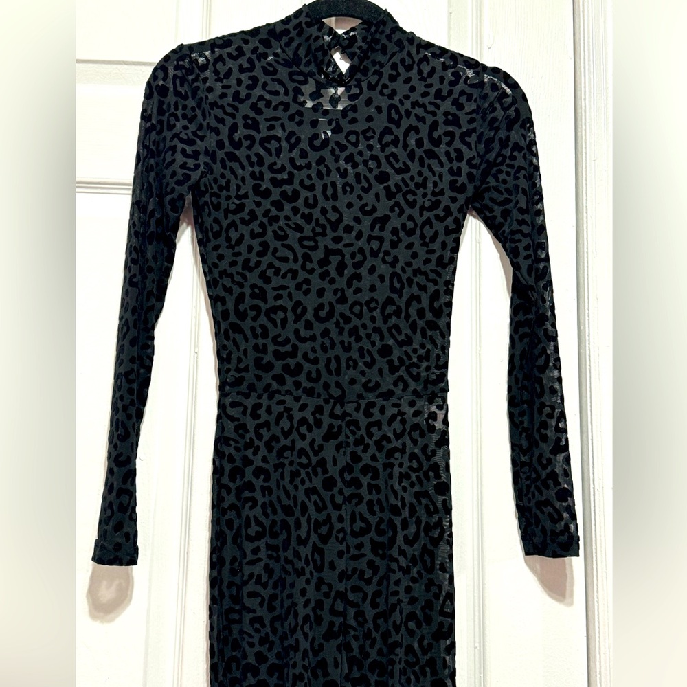 NWT -Fashion Nova Black Leopard Print Pantsuit